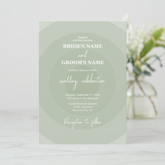 Sage Green Modern Monogram Wedding Einladung (Stehend Vorderseite)