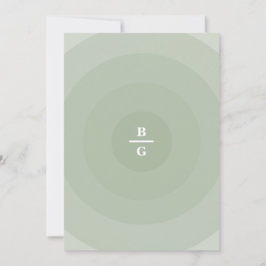 Sage Green Modern Monogram Wedding Einladung (Rückseite)