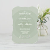 Sage Green Modern Monogram Wedding Einladung (Stehend Vorderseite)