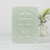 Sage Green Modern Monogram Wedding Einladung (Stehend Vorderseite)