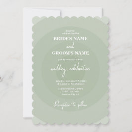Sage Green Modern Monogram Wedding Einladung