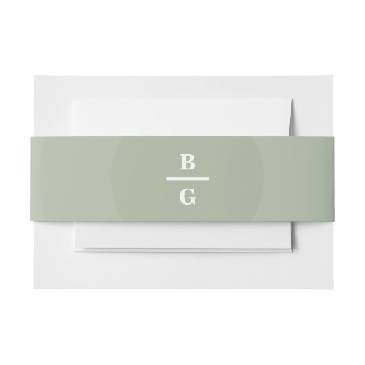 Sage Green Modern Monogram Wedding Einladungsbanderole (Vorderseite Beispiel)