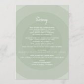 Sage Green Modern Monogram Wedding Itinerary Programm (Rückseite)