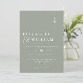Sage Green Modern Monogram Wedding QR Code Einladung (Stehend Vorderseite)