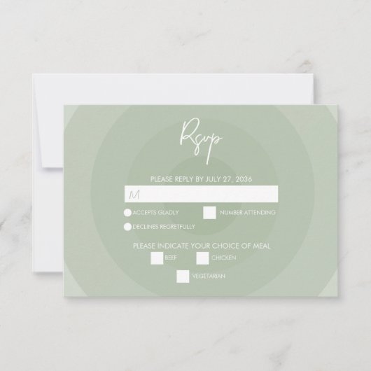 Sage Green Modern Monogram Wedding RSVP (Vorderseite)