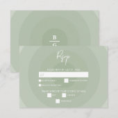 Sage Green Modern Monogram Wedding RSVP Karte (Vorne/Hinten)
