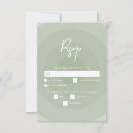 Sage Green Modern Monogram Wedding RSVP Karte