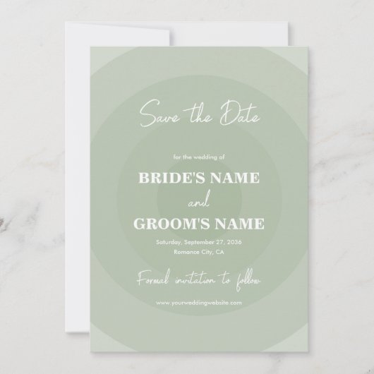 Sage Green Modern Monogram Wedding Save The Date (Vorderseite)