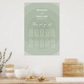 Sage Green Modern Monogram Wedding Seating Chart Poster (Küche)