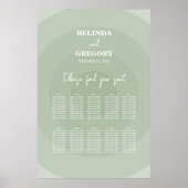 Sage Green Modern Monogram Wedding Seating Chart Poster (Vorne)