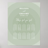 Sage Green Modern Monogram Wedding Seating Chart Poster (Vorne)