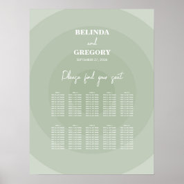 Sage Green Modern Monogram Wedding Seating Chart Poster