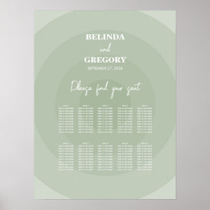 Sage Green Modern Monogram Wedding Seating Chart Poster