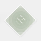 Sage Green Modern Monogram Wedding Serviette (Ecke)