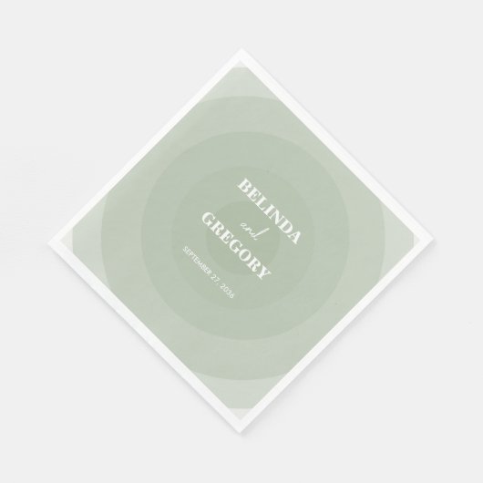 Sage Green Modern Monogram Wedding Serviette (Ecke)