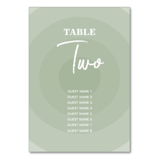 Sage Green Modern Monogram Wedding Tischnummer (Vorderseite)