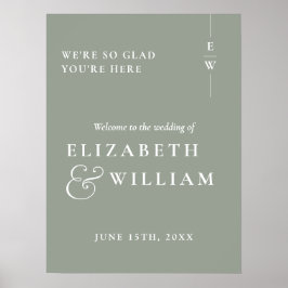 Sage Green Modern Monogram Wedding Welcome Sign Poster