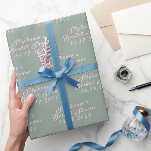 Sage Green Modern Pattern Bridge Brautparty Geschenkpapier (Schenken)