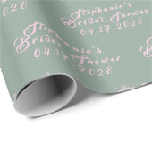 Sage Green Modern Pattern Bridge Brautparty Geschenkpapier (Rolleneckpunkt)