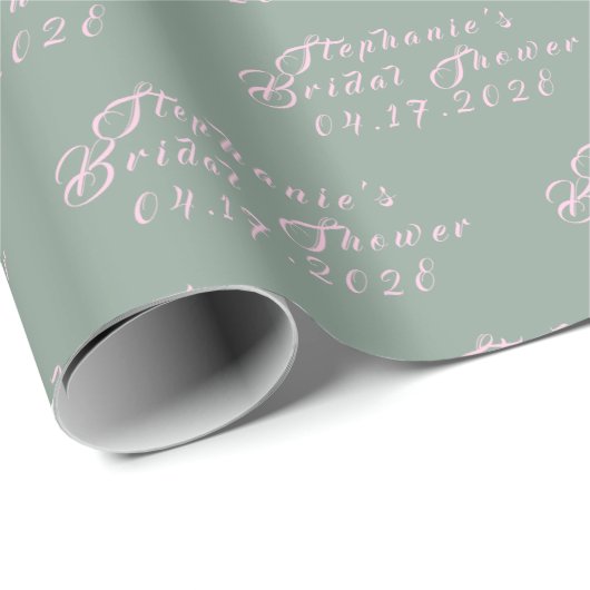 Sage Green Modern Pattern Bridge Brautparty Geschenkpapier (Rolleneckpunkt)