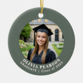 Sage Green Modern Photo Graduation Keepsake Keramik Ornament (Vorne)
