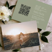 Sage Green Modern QR Code Foto Save the Date