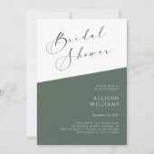 Sage Green Modern Script Bridal Dusche Einladung (Vorderseite)