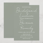 Sage Green Modern Script Bridesmaids Luncheon Einladung (Vorne/Hinten)