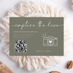 Sage Green Modern Script Capture Die Liebe QR-Code Begleitkarte