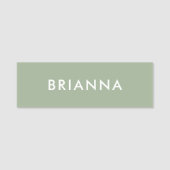 Sage Green Modern Script Custom Employee ID Namensschild (Vorderseite)