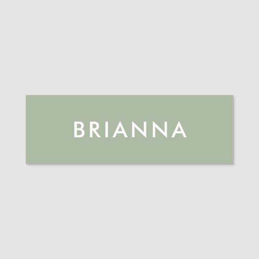 Sage Green Modern Script Custom Employee ID Namensschild (Vorderseite)