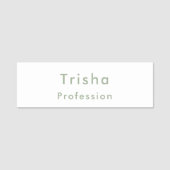 Sage Green Modern Script Custom Employee ID Namensschild (Vorderseite)