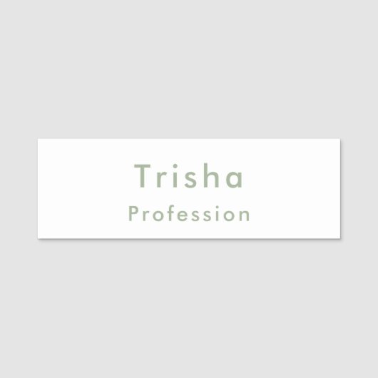 Sage Green Modern Script Custom Employee ID Namensschild (Vorderseite)