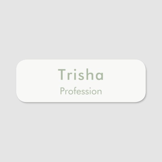 Sage Green Modern Script Custom Employee ID Namensschild (Vorderseite)