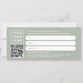 Sage Green Modern Script | Geschenkgutschein (Rückseite)