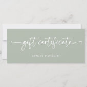 Sage Green Modern Script | Geschenkgutschein (Vorderseite)