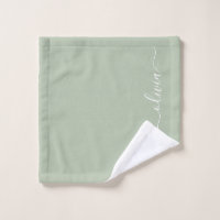 Sage Green Modern Script Girl Monogram Name