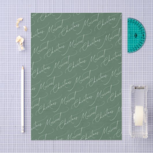 Sage Green Modern Script Merriest Christmas Seidenpapier (Handwerk)