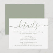Sage Green Modern Script Wedding Card Begleitkarte (Vorne/Hinten)