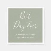 Sage Green Modern Script Wedding Serviette (Vorderseite)