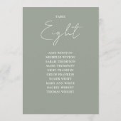 Sage Green Modern Seekarte Tischnummer (Rückseite)