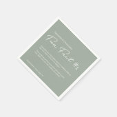 Sage green Modern Simple Couple Fun Fee Wedding Serviette (Ecke)