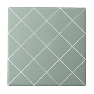 Sage Green Modern Simple Geometric Grid Fliese