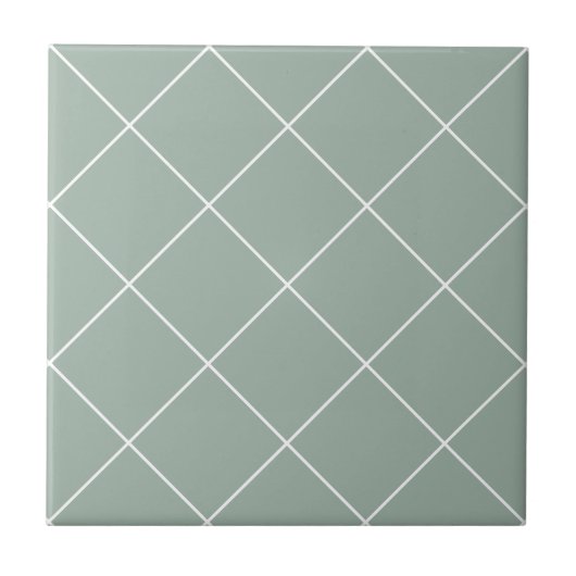 Sage Green Modern Simple Geometric Grid Fliese (Vorderseite)