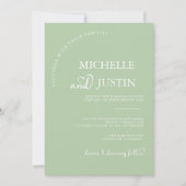Sage Green Modern Simple Minimalistisch Wedding Einladung (Vorderseite)