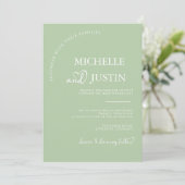 Sage Green Modern Simple Minimalistisch Wedding Einladung (Stehend Vorderseite)