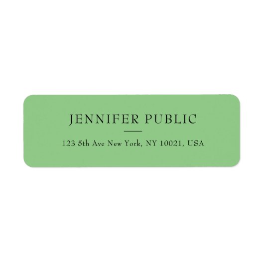 Sage Green Modern Simple Template Rücksendeadresse (Vorne)