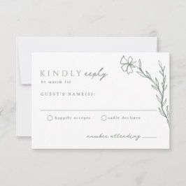 Sage Green Modern Stenciled Botanical RSVP Karte