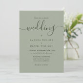 Sage Green Modern Wedding Einladung (Stehend Vorderseite)