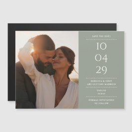 Sage Green Modern Wedding Foto Save the Date Magneteinladung